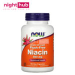 نياسين اقراص فلاش فري 500 ملجم لدعم الصحة العامة NOW Foods, Flush-Free Niacin 90 كبسولة