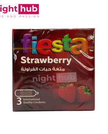 واقي ذكري محبب فيستا برائحة الفراولة fiesta strawberry Dotted Scented Lubricated Condom 3 قطع