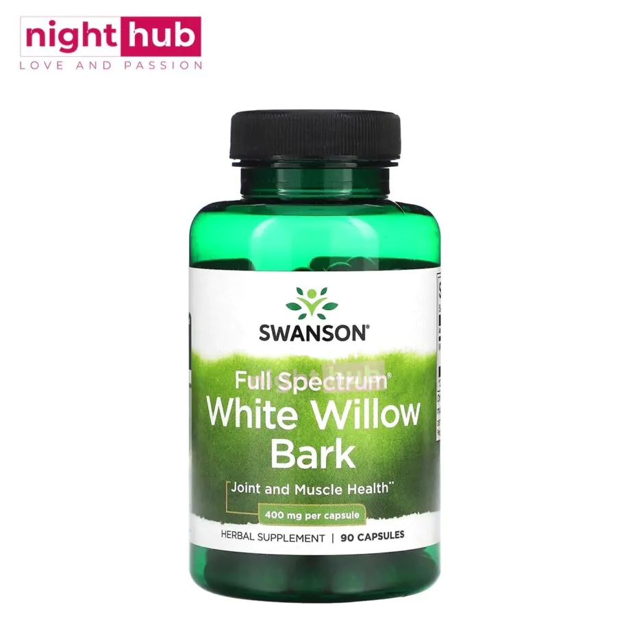 حبوب لحاء الصفصاف الابيض لتحسين صحة المفاصل والعضلات Swanson Full Spectrum White Willow Bark 400 ملجم 90 كبسولة