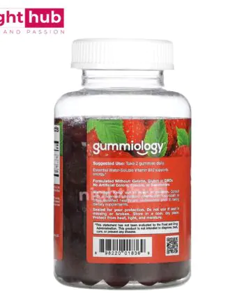 لبان فيتامين ب12 بنكهة التوت لتعزيز الصحة العامة Gummiology vitamin B12 gummies 90 علكة نباتية