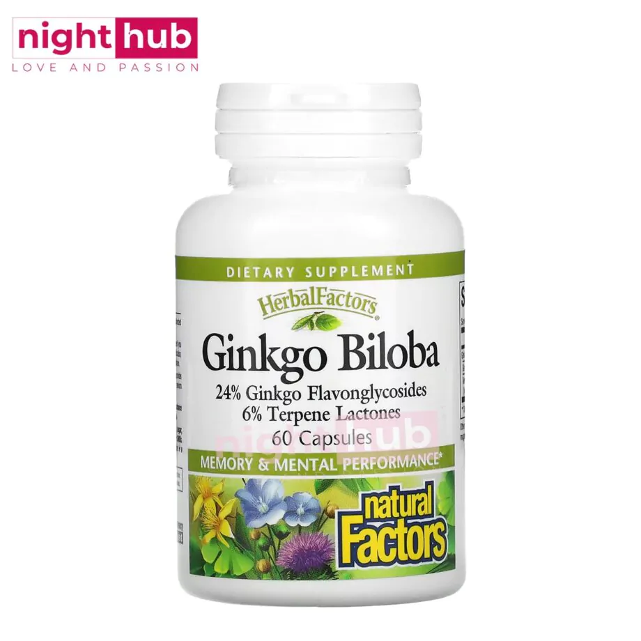 مكمل جنكو بيلوبا لتحسين الذاكرة والصحة الجنسية‏ Ginkgo biloba Natural Factors 60 قرص