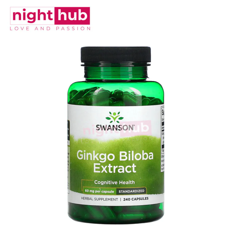 مكمل الجنكة بيلوبا 60 ملجم لتحسين الذاكرة والصحة الجنسية Swanson Ginkgo Biloba Extract 240 كبسولة