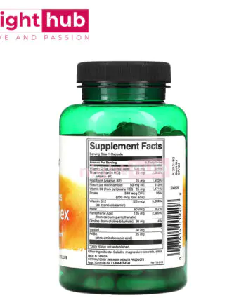 مكمل فيتامين ب المركب مع فيتامين ج للتخلص من التوتر والقلق Swanson Super Stress B-Complex With Vitamin C 100 كبسو